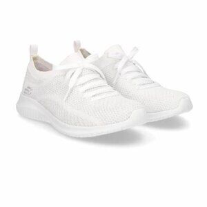 BNWT Skechers Women's Ultra Flex-salutations Sneaker white and silver size 8.5